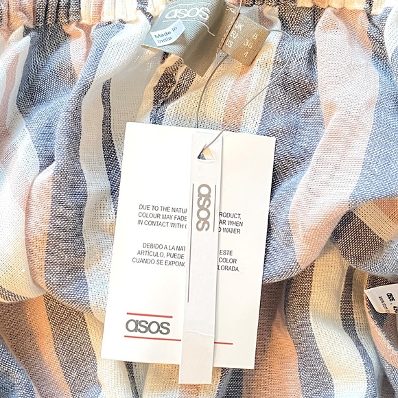 NWT ASOS Striped Ruffle Off Shoulder Crop Top SZ 4 - Picture 6 of 6